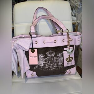 NWT Juicy Couture Classic Scottie Dogs Chocolate Daydreamer Tote